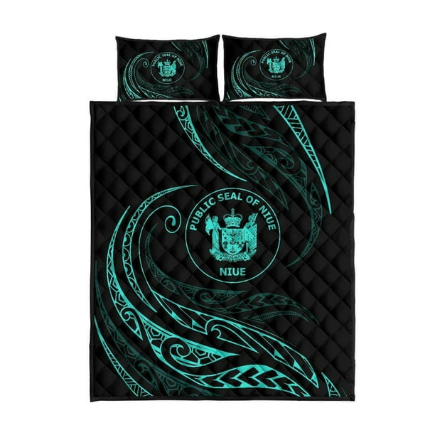 Juego de Cama Colcha Islas Niue - Turquesa - Estilo Frida