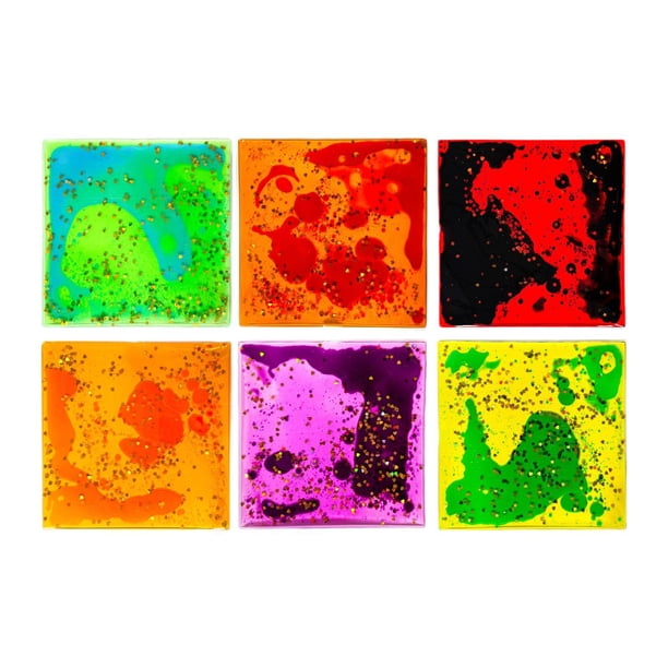 Juego de 6 tapetes sensoriales de gel líquido suave para bebés y niños de 3 a 4 años. Estos tapetes sensoriales acuáticos son... Cuadrado
