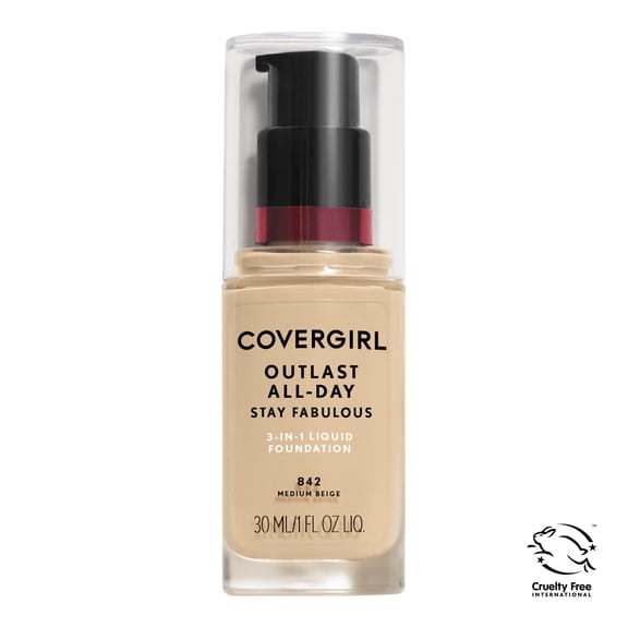 COVERGIRL Outlast All-Day Stay Fabulous 3-in-1 Foundation, 842 Medium Beige