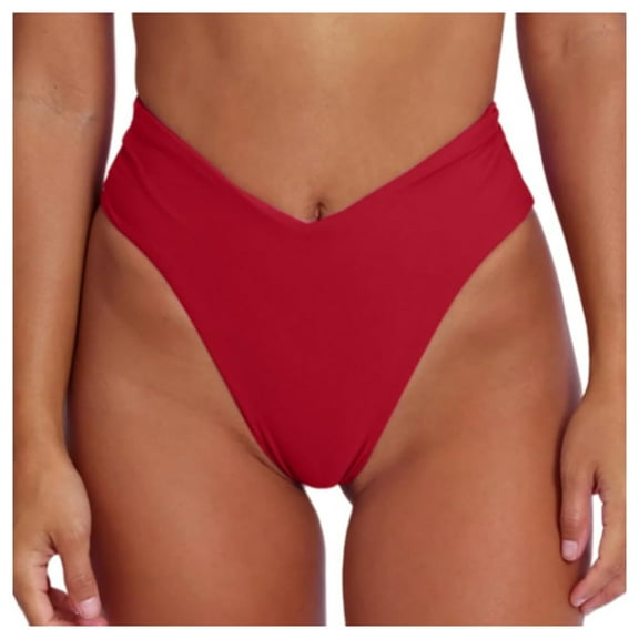 Women's V Cut High Waisted Bikini Bottom High Cut Swimsuit Bathing Suit Bottoms for Beach Pool