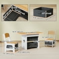 thumbnail image 3 of Qaba 3 Piece Kids Table and Chair Set with 6 Removable Drawers, Natural, 3 of 10