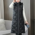 thumbnail image 5 of Fartey Womens Long Puffer Vest Winter Casual Sleeveless Full Zip Hooded Puffer Jacket Lightweight Solid Color Quilted Jacket Down Coats with Pockets M, 5 of 9