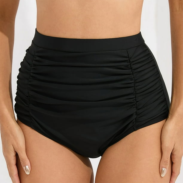 Acyse 2025 Womens Bikinis Clearance Ladies Fashion New High Waist Stretch Pleated Swimming Pants Juniors Conservative Swimming Pants