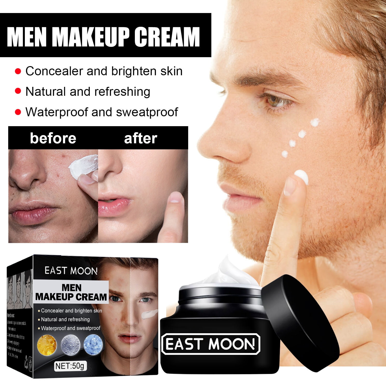 Kokovifyves Men'S Plain Cream, Concealer, Acne Marks, Skin Defects, Light Makeup, Hydrating and Moisturizing, Lazy Beauty Face Cream Walmart.com