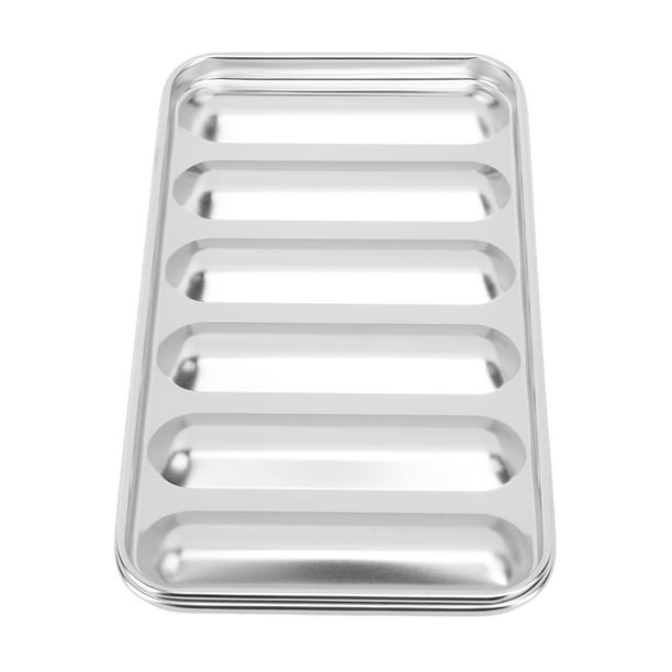 Molde para salchichas plateado 6 cavidades molde para perritos calientes acero inoxidable fácil de usar limpio duradero versátil sartén para perritos calientes para ANGGREK Otros