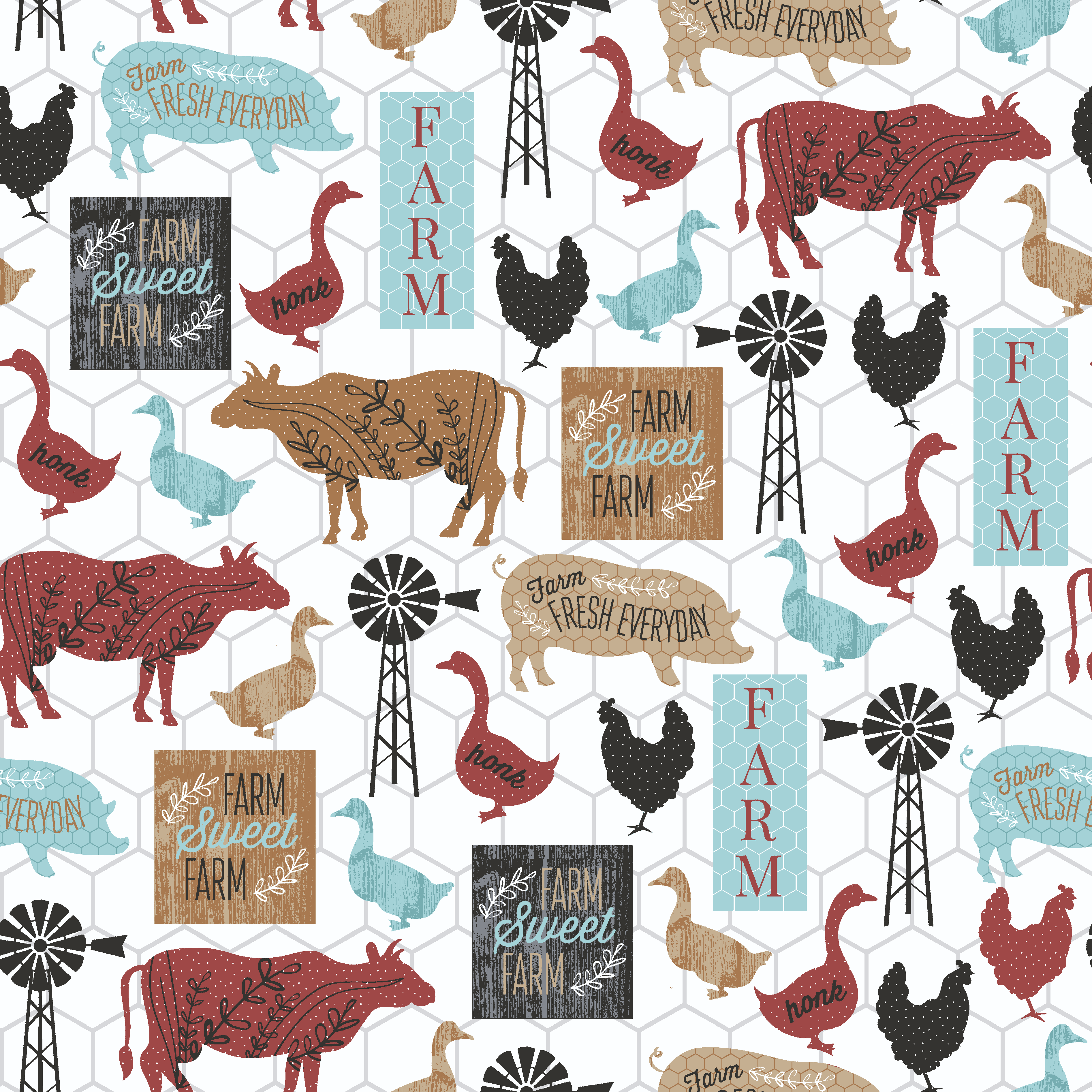 (2 pack) Waverly Inspirations 1 Yard Precut 100% Cotton Prints Fabric Family Farm 44" Wide for Quilting & Sewing