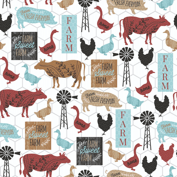 Waverly Inspirations 1 Yard Cut 100% Cotton Prints Fabric Family Farm 44" Wide for Quilting & Sewing