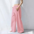 thumbnail image 6 of Sweatpants for Women Drawstring Elastic-Waist Pocket Solid Color Baggy Wide-Leg Pants Casual Pants,Pants for Women Pink M, 6 of 6