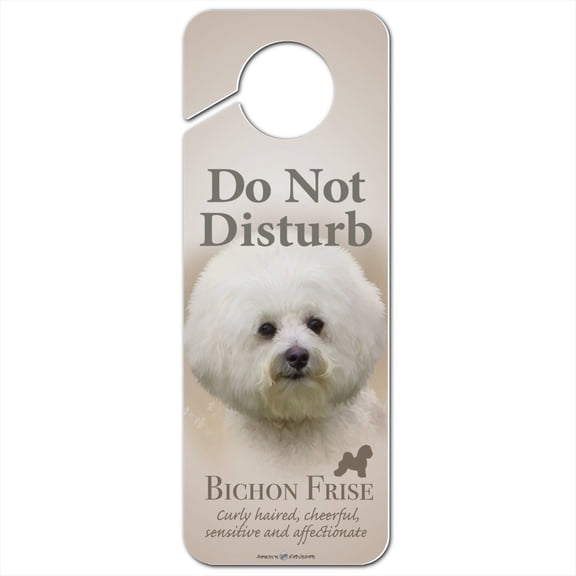 Bichon Frise Dog Breed Plastic Door Knob Hanger Sign