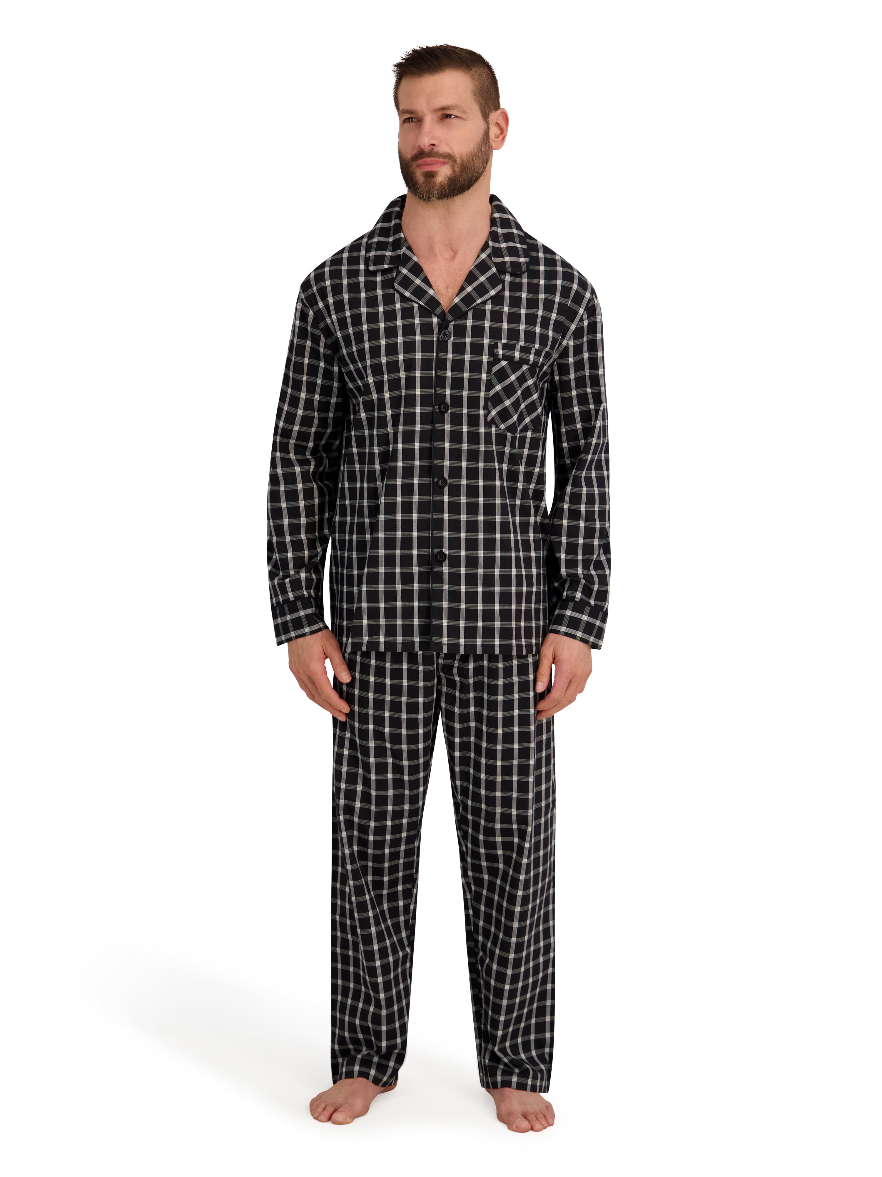 Hanes Men's Stretch Woven Pajama Set, 2-Piece, Sizes S-2XL
