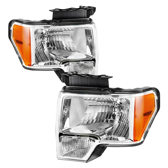 CCPAO Compatible with 2009 2010 2011 2012 2013 2014 Ford F-150 F150 Pickup Chrome Headlights Pair
