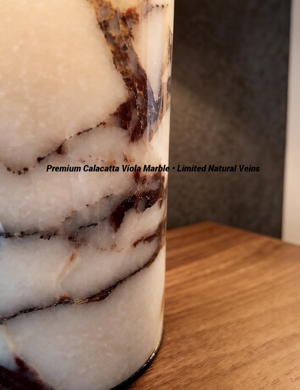 Luxury  Rechargeable Touch Marble Table Lamp, Calacatta Viola Natural  Stone & Cylindrical Linen Lampshade, High-End Night Light for Bedroom Bedside, Living, Console