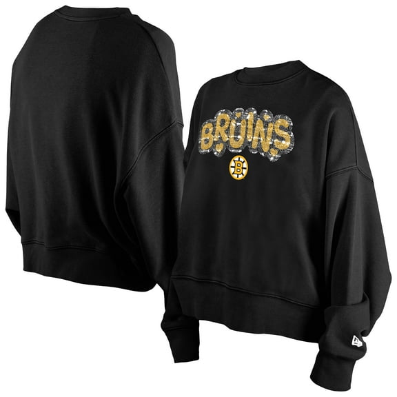 Girls Youth New Era Black Boston Bruins Flip Sequin Sweatshirt