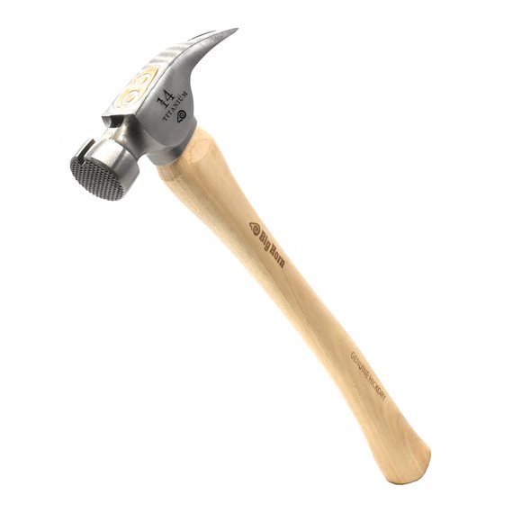 Big Horn 15151 14 Oz Tiger Titanium Hammer With Curved Hickory Handle