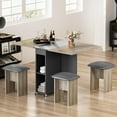 thumbnail image 3 of AWQM Folding Dining Table Set for 4, Dinner Table with 4 Leather Chairs and Shelves, Space Saving Foldable Dining Table with 6 Wheels, Kitchen Table Set for Small Spaces (Grey), 3 of 7