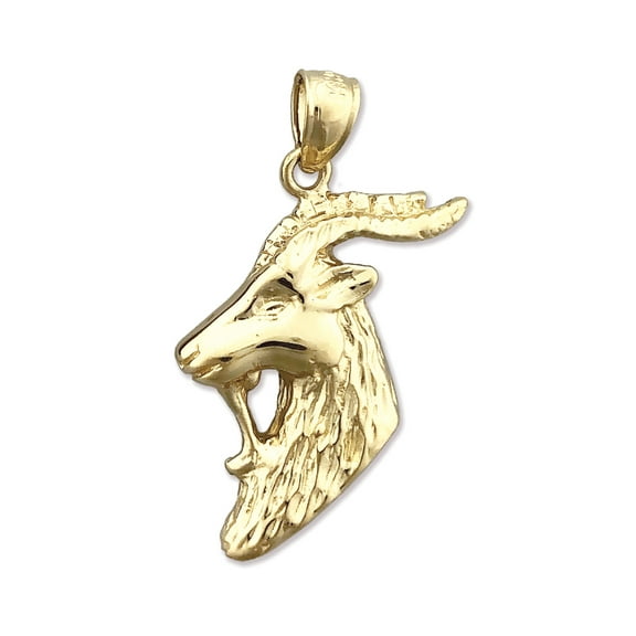 14K Gold Goat Head Pendant