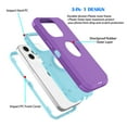 thumbnail image 2 of iPhone 13 Cases, 3 in 1 Sturdy Phone Case for Apple iPhone 13 6.1",Takfox Full-Body Shockproof Drop Protection Hybrid Bumper Rugged Rubber Cover Defend Matte Armor Phone Case -Purple, 2 of 6