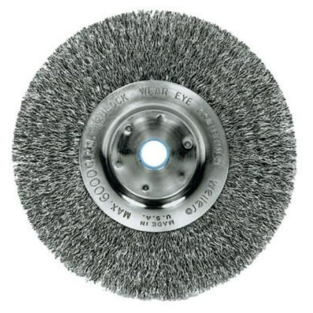 Stainless Steel Crimped Wire - Crimped Wire Wheel, 4 in D x 1/2 in W, .014 in Stainless Steel Wire, 14,000 rpm
