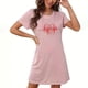 thumbnail image 1 of Camisón corto de San Valentín para mujer, talla grande, estampado en el pecho, cuello redondo, manga corta, 1 of 3