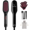 thumbnail image 1 of Cepillo alisador de pelo iónico de COOLKESI, cepillo alisador de cerámica MCH de calentamiento rápido de 30 segundos con función antiescaldaduras, apagado automático y doble voltaje, peine alisador el, 1 of 5