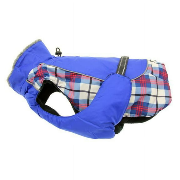 Alpine All-Weather Dog Coat - Royal Blue Plaid Small