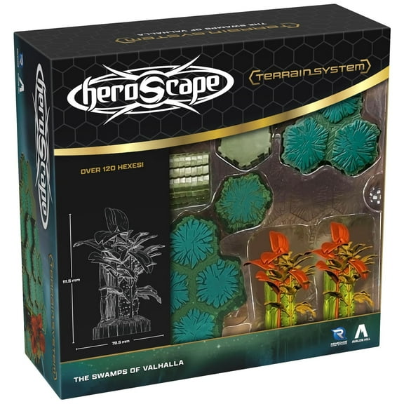 Renegade Games: Heroscape: The Swamps of Valhalla - Terrain System Expansion - 39pcs, Hex-Tile Terrain Pieces, Swamp Underbrush, Landscape Miniatures