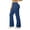 Blue, variant on Women's Cargo Flare Pants, Solid Color Stretch Bootcut Trousers with Side Cargo Pockets