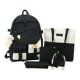 thumbnail image 1 of 5 pcs Campus Bag with Pencil Case Anti Scratch for Traveling Work (Black), 1 of 10