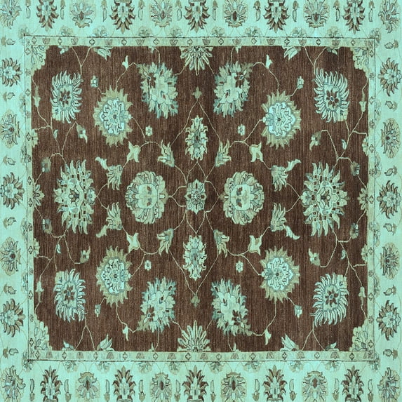 Ahgly Company Indoor Square Oriental Light Blue Traditional Area Rugs, 3' Square