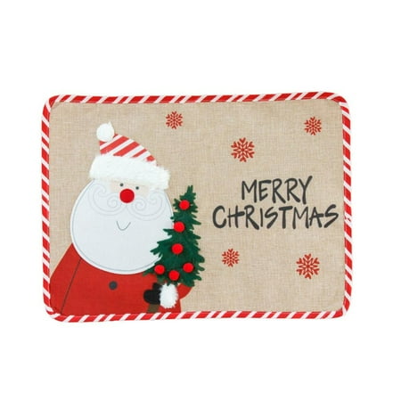 

Sacredtree Christmas Decorative Snowman Santa Claus Cartoon Embroidery Placemats