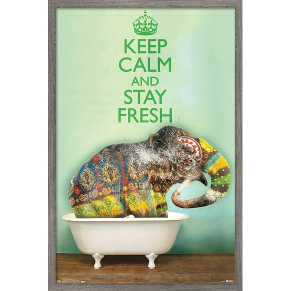 Keep Calm And Stay Fresh Wall Poster, 22.375" x 34", Framed