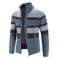 thumbnail image 4 of BXINGOHAI Mens Zip Up Sweater Waffle Textured Sweaters Casual Stand Collar Cardigan Today Sales Blue,2XL, 4 of 6