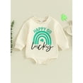 thumbnail image 2 of Infant Baby Irish Festivals Jumpsuit ShamrockLetter Print Round Neck Long Sleeve Romper Newborn Clothes, 2 of 9