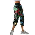 thumbnail image 6 of Stephy Women's Casual Camouflage Print Cargo Pants Stretch Elastic Waist Tapered Pants with Pockets, Red, L, 6 of 7