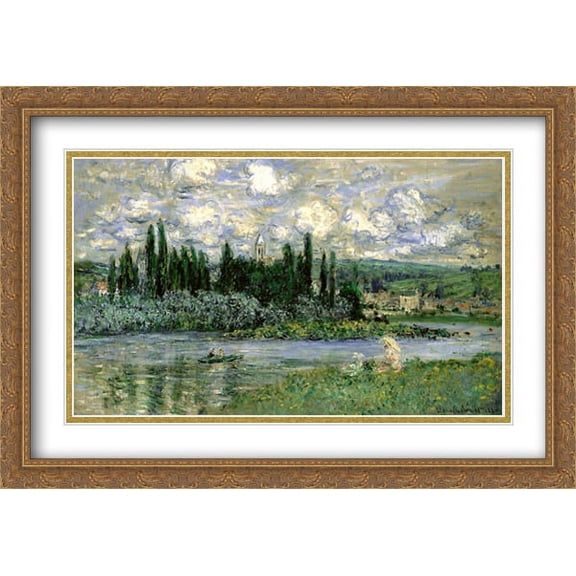 Vetheuil 2x Matted 40x28 Large Gold Ornate Framed Art Print by Monet, Claude