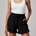 thumbnail image 2 of DHFJKG Women's Shorts 2026 Summer Casual Cute Ruffle Hem Shorts Comfy Elastic Drawstring Solid Color With Pockets Beach Stylish Bottoms, 2 of 5