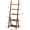 thumbnail image 4 of BALANBO 5 Tier Bookshelf& Leaning Ladder Shelf for Storage Rack Display & Organizer Shelves,Brown, 4 of 7
