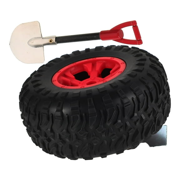 Worgeous Car Tire Shape Decor Mini Spare Tire with Shovel Ornament for Vehicle Creative Car Wheel Sticker Unique Exterior Car Decoration