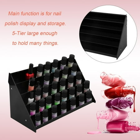 5-Tier Acrylic Makeup Cosmetic Nail Polish Display Rack Stand Holder Organizer