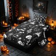 thumbnail image 2 of Homewish Halloween Gothic Skull Twin Sheets, Magical Mushroom Bedding, Black White, 3pcs (1 Flat Sheet, 1 Fitted Sheet and 1 Pillowcase), 2 of 6