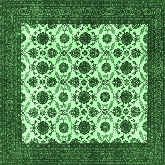 Ahgly Company Indoor Square Persian Emerald Green Traditional Area Rugs, 3' Square
