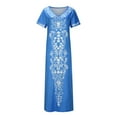 thumbnail image 2 of Women's Summer Casual V-Neck Split Short Sleeve Printing Dresses, 2 of 8