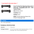 thumbnail image 2 of Front Tie Rod End Adjusting Sleeve Set 2 Piece Set - Compatible with 1979 - 1995 Toyota Pickup 1980 1981 1982 1983 1984 1985 1986 1987 1988 1989 1990 1991 1992 1993 1994, 2 of 2