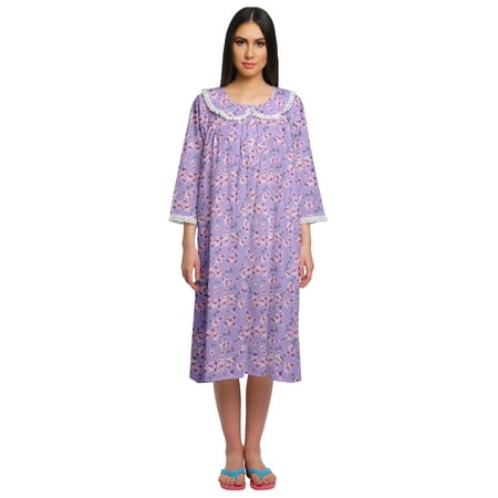 

Moomaya WoMen s Printed Nightdress Knee Length Cotton Sleepwear Short Gown