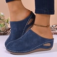 thumbnail image 2 of Modstep Suede Clogs for Women Slip on Closed Toe Walking Mules with Arch Support Breathable Low Wedge Comfortable Slides size 8.5 Blue, 2 of 6