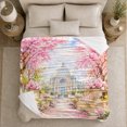 thumbnail image 5 of Romantic Garden Greenhouse Landscape Impressionist, Cozy Friendship Quote Scene, Warm Flannel Blanket for Living Room and Reading Nook, Art Lovers Friendship Gift, Artistic Home Decor, 5 of 9