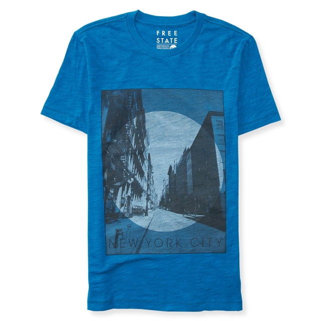 Camiseta gráfica Aeropostale Street Scene para hombre color azul pequeña
