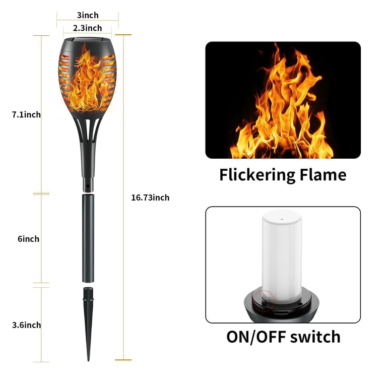 Euur 6-Pack Solar Torch Lights with Flickering Flame photo 5