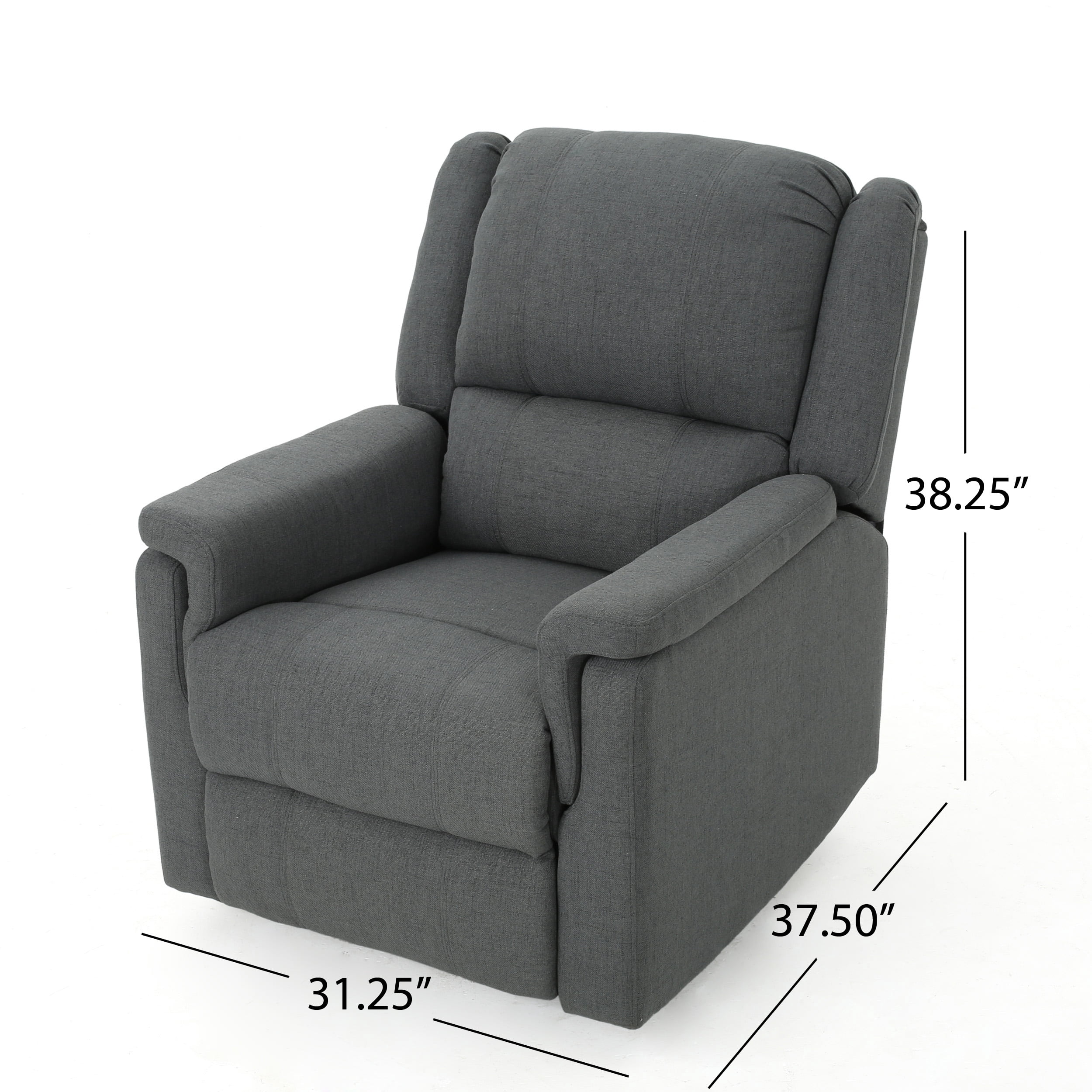 Noble House Jeffrey Standard Fabric Tufted Swivel Glider Recliner, Charcoal