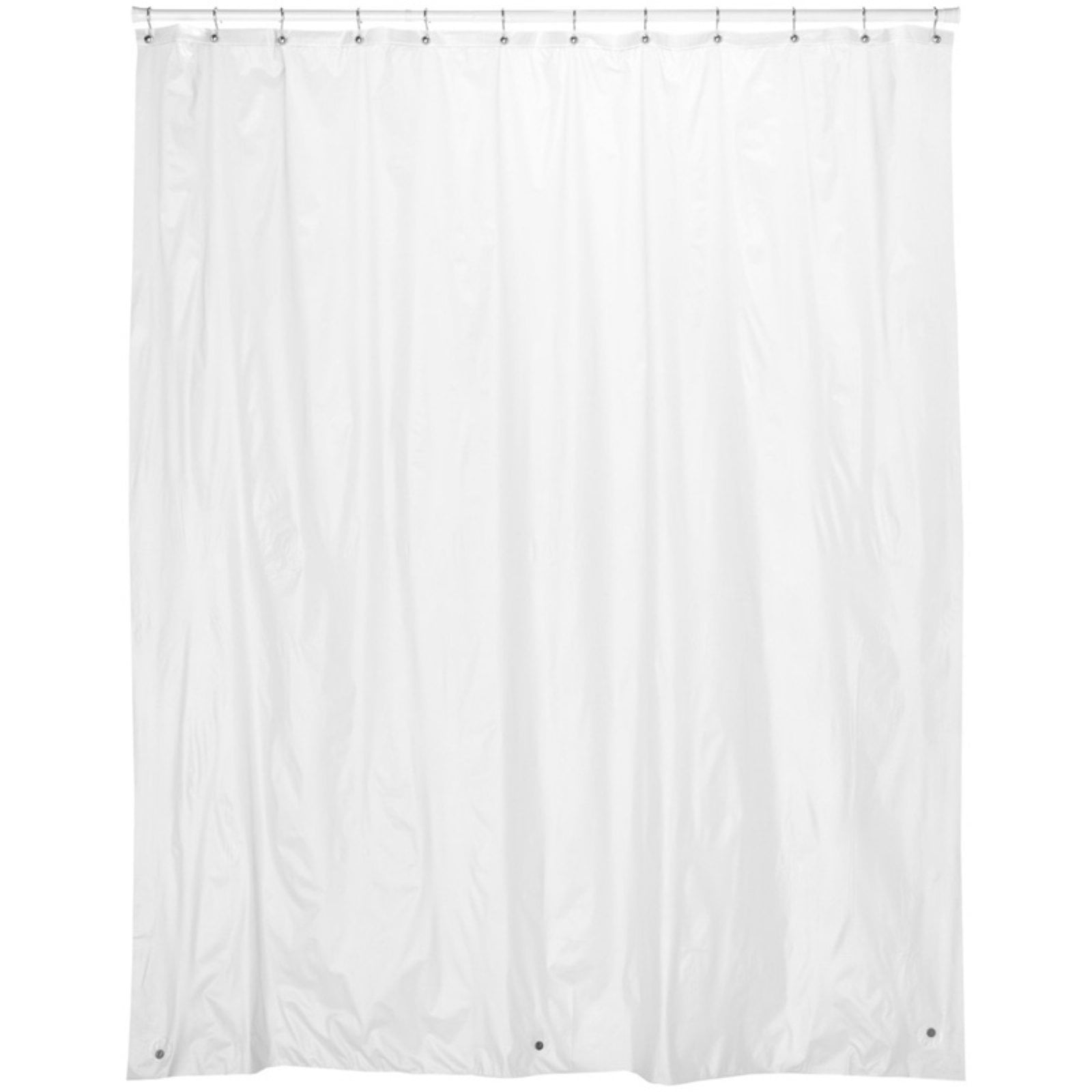 Extra wide 5 gauge vinyl shower curtain liner with metal grommets in Frosty Clear, size 108